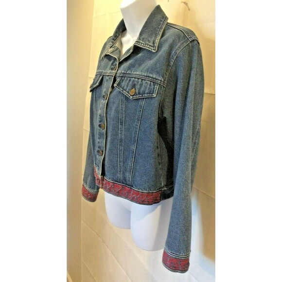 AMI Vintage Womens M Denim Jean Trucker Jacket Embroidered Coat Size M - Picture 2 of 7